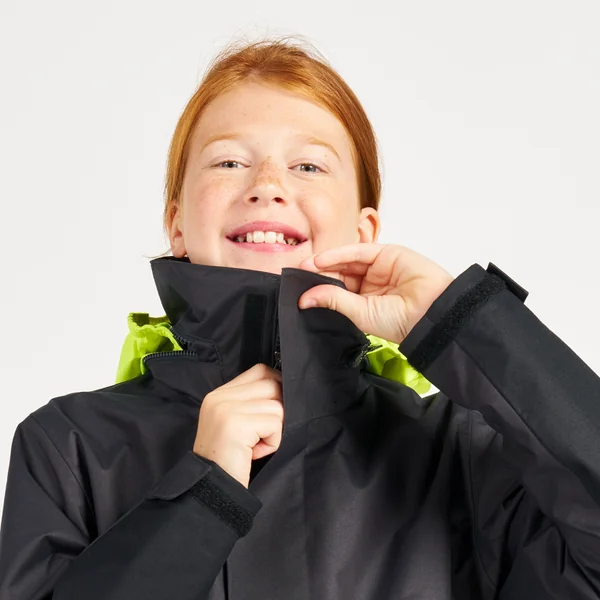 Veste de quart imperméable coupe-vent de voile Enfant SAILING 500 Gris foncé