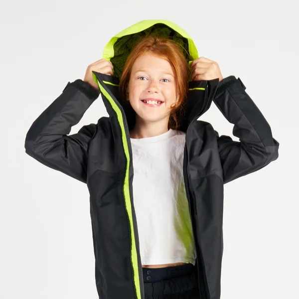 Veste de quart imperméable coupe-vent de voile Enfant SAILING 500 Gris foncé