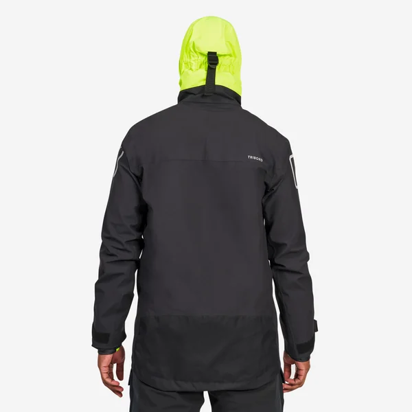 Veste de quart imperméable et coupe vent, homme, 500, noir / jaune fluo