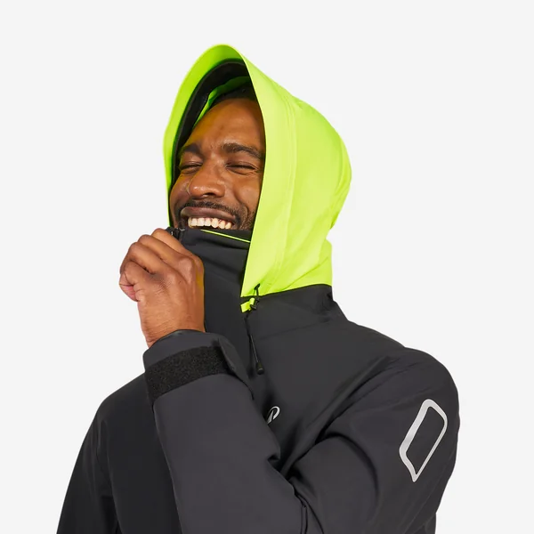Veste de quart imperméable et coupe vent, homme, 500, noir / jaune fluo