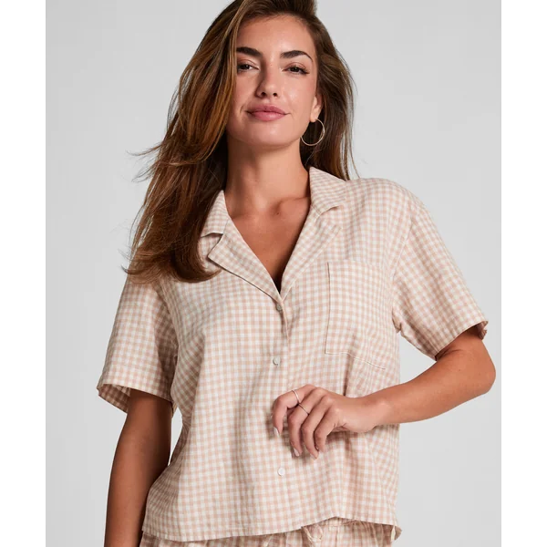 Veste en lin à carreaux - Blanc