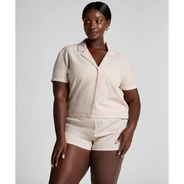 Veste en lin à carreaux - Blanc