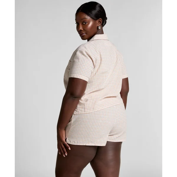 Veste en lin à carreaux - Blanc