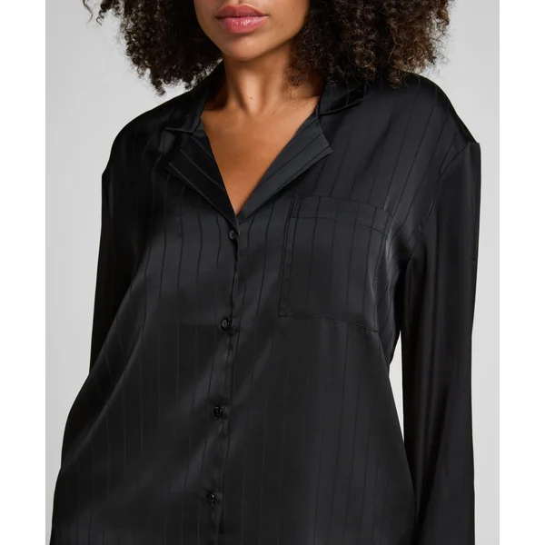 Veste en satin à rayures - Noir