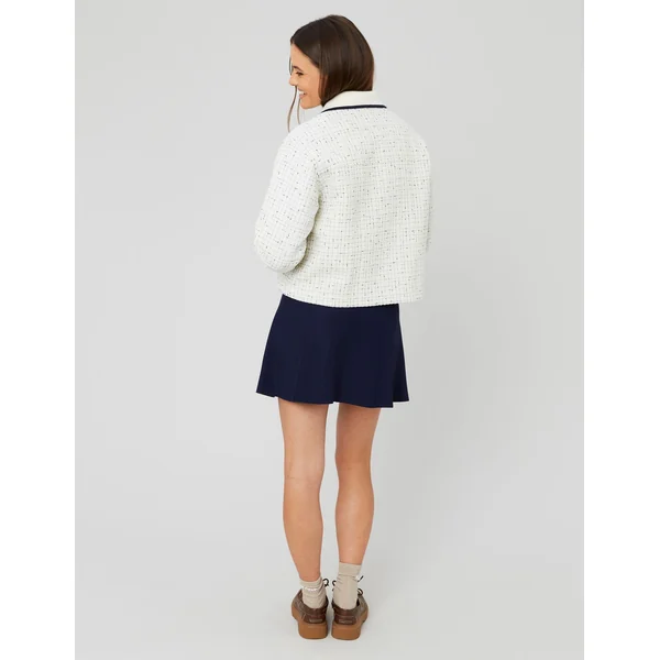 Veste en tweed col contrasté Blanc écru