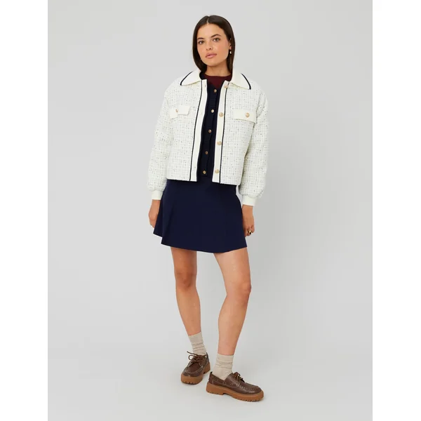 Veste en tweed col contrasté Blanc écru