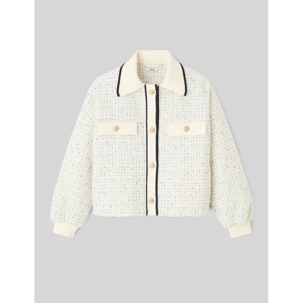 Veste en tweed col contrasté Blanc écru