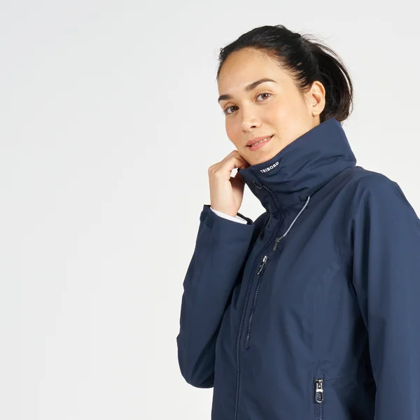 Veste imperméable coupe-vent de voile femme sailing 500 bleu marine
