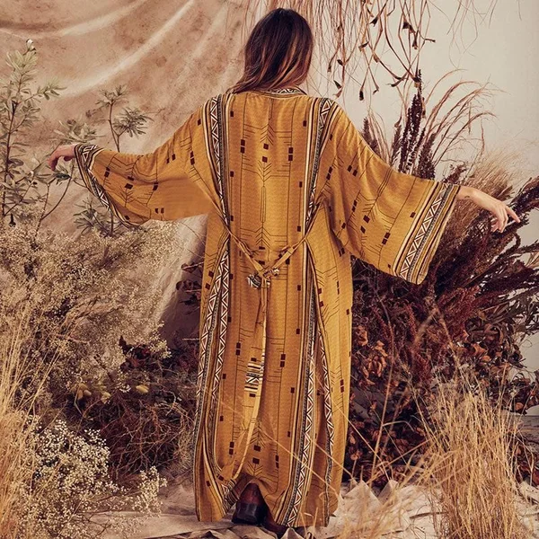 Veste Kimono Longue Jaune