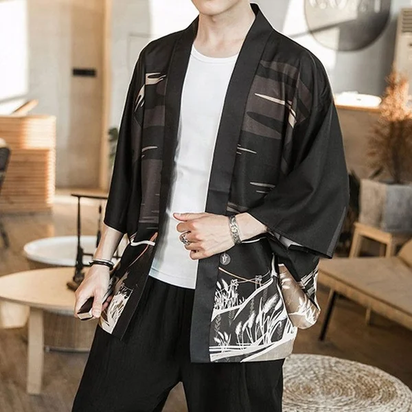 Veste Kimono Satin Temple Loup