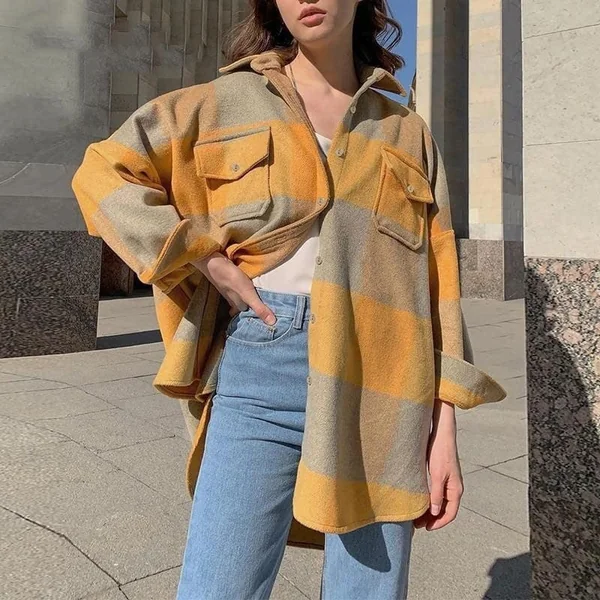 Veste Longue Bohème à Carreaux