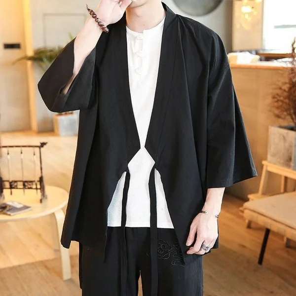 Veste Longue Kimono Noir