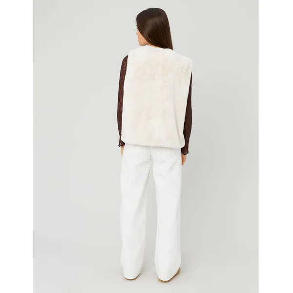 Veste matière duveteuse sans manches Naturel