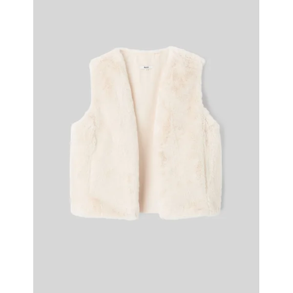 Veste matière duveteuse sans manches Naturel