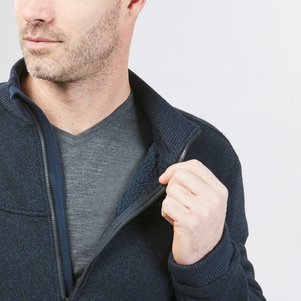 Veste polaire chaude de randonnée - SH100 - Homme - Bleu Foncé