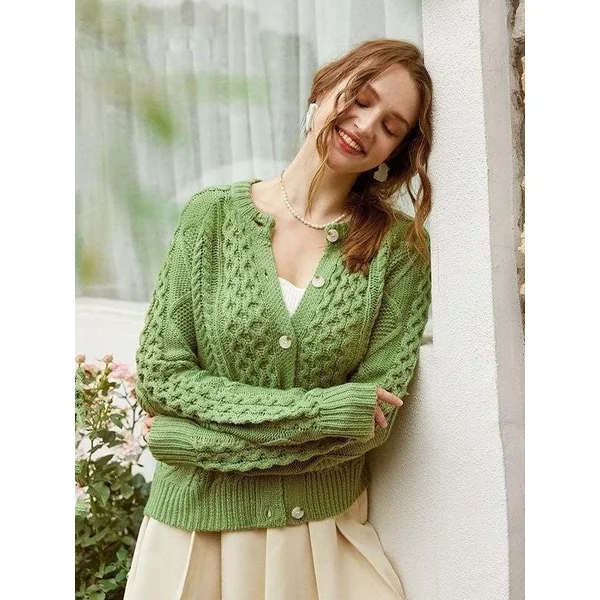 Veste Pull Vert Kaki