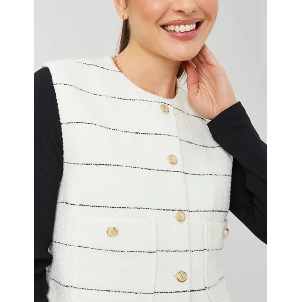 Veste sans manche en tweed Blanc écru