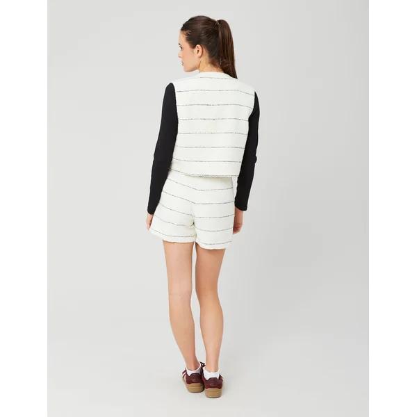 Veste sans manche en tweed Blanc écru