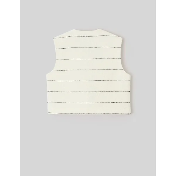 Veste sans manche en tweed Blanc écru