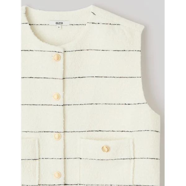 Veste sans manche en tweed Blanc écru