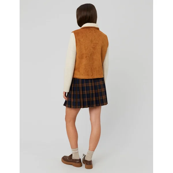 Veste sans manches suédine camel