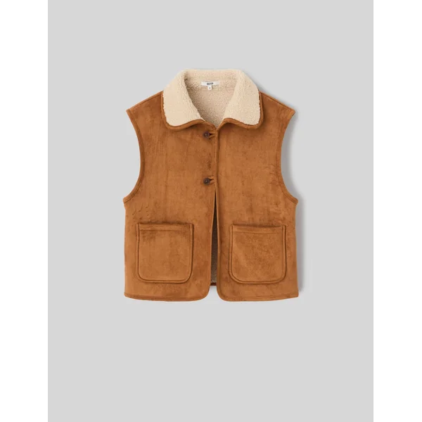 Veste sans manches suédine camel