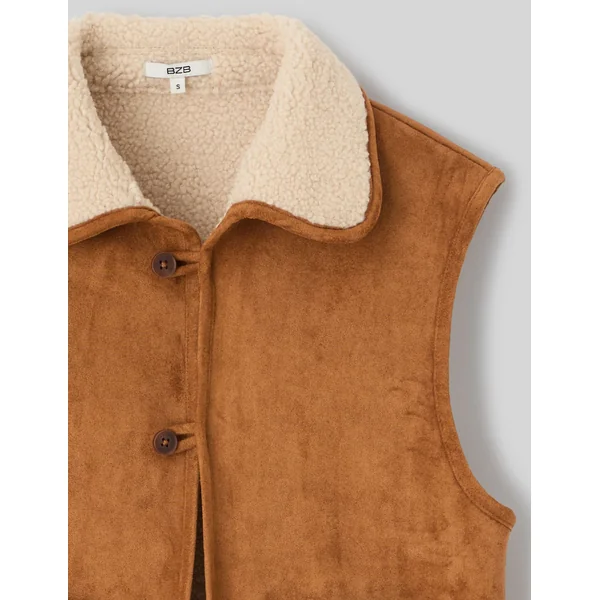 Veste sans manches suédine camel
