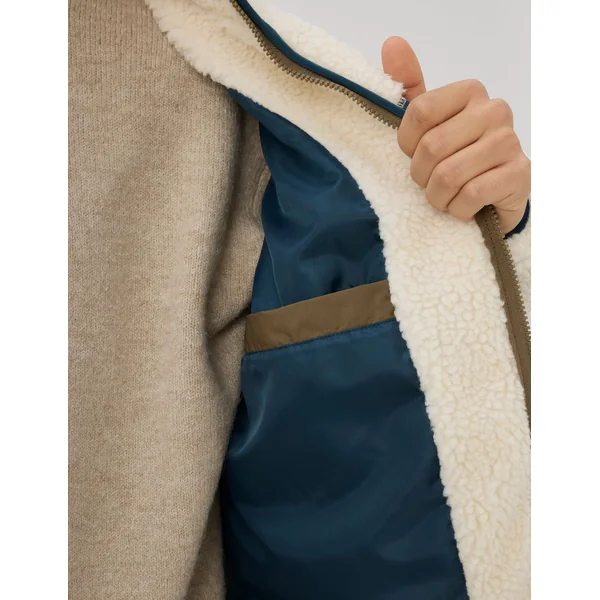 Veste sherpa zippée Blanc écru