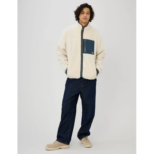 Veste sherpa zippée Blanc écru