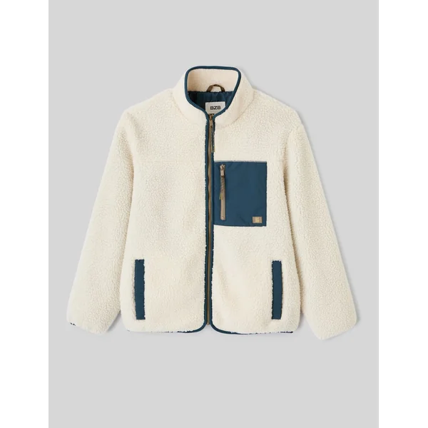 Veste sherpa zippée Blanc écru