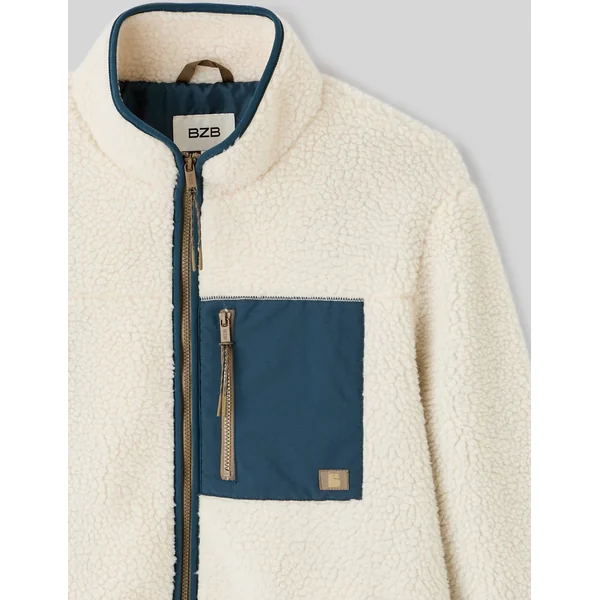 Veste sherpa zippée Blanc écru