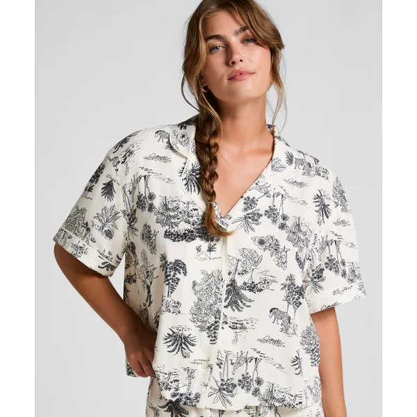 Veste tissée à manches courtes - Blanc