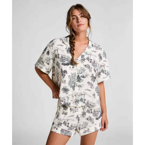 Veste tissée à manches courtes - Blanc