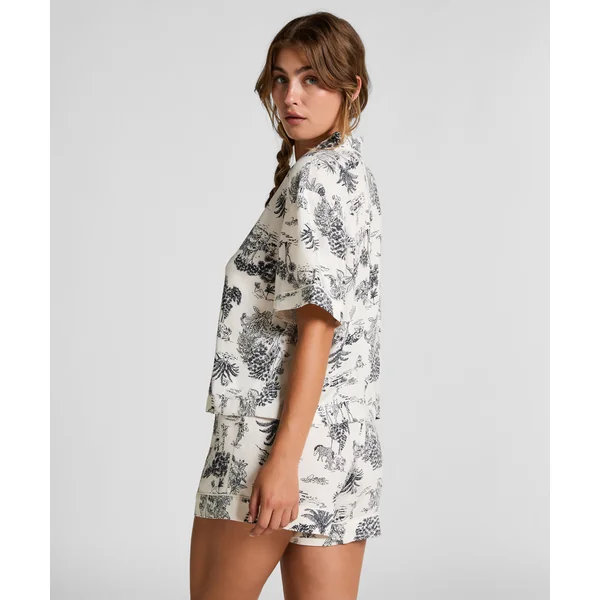 Veste tissée à manches courtes - Blanc